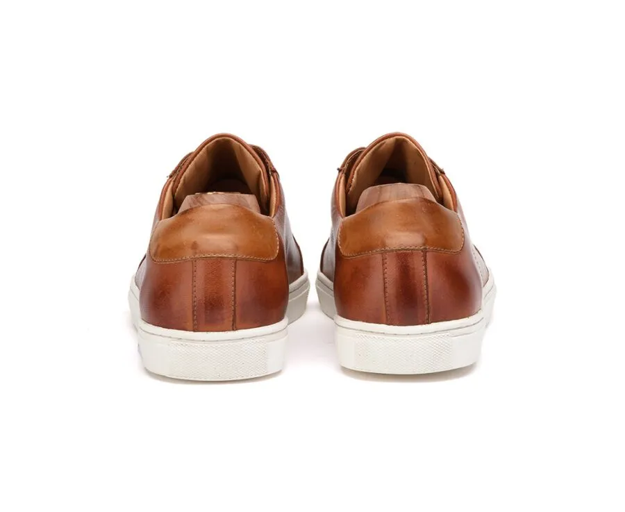 Patina Chestnut Men's leather Trainers - INGLEWOOD