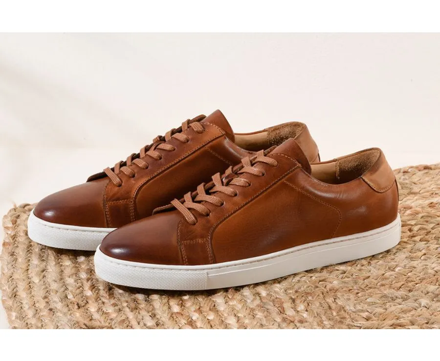 Patina Chestnut Men's leather Trainers - INGLEWOOD