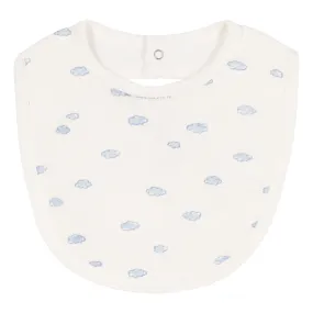 Petit Bateau Baby Bib White With Blue Cloud Print