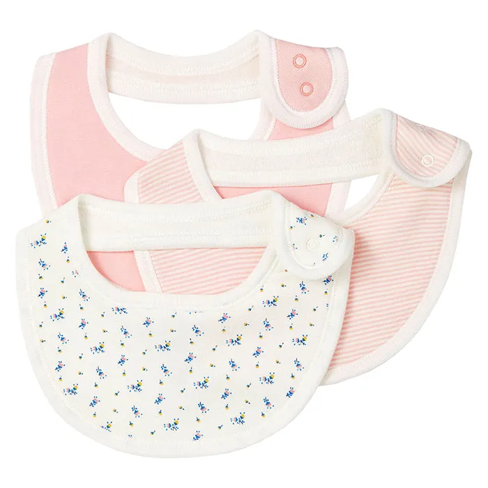 Petit Bateau Baby Tadele Set Of Three Bibs Pink Floral Print