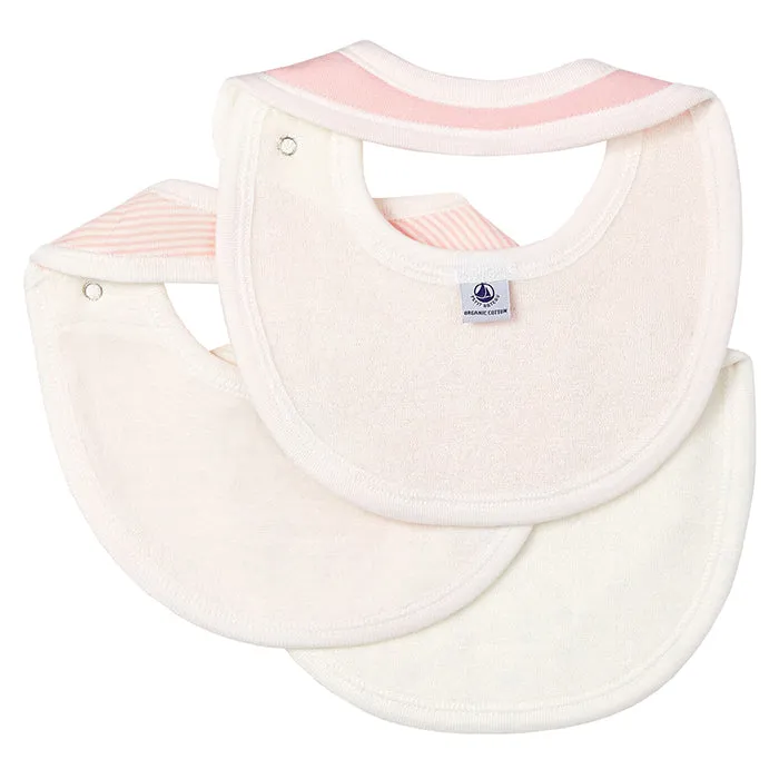 Petit Bateau Baby Tadele Set Of Three Bibs Pink Floral Print