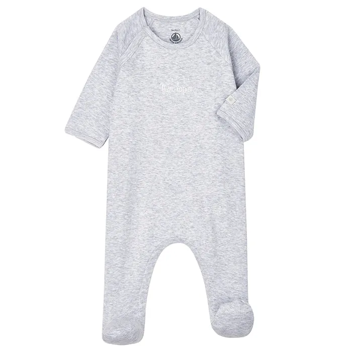 Petit Bateau Baby Tonde Mon Lapin Pyjamas With Feet Dust Grey