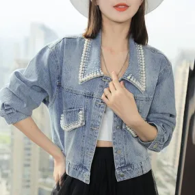 Petite Pearl Denim Jacket