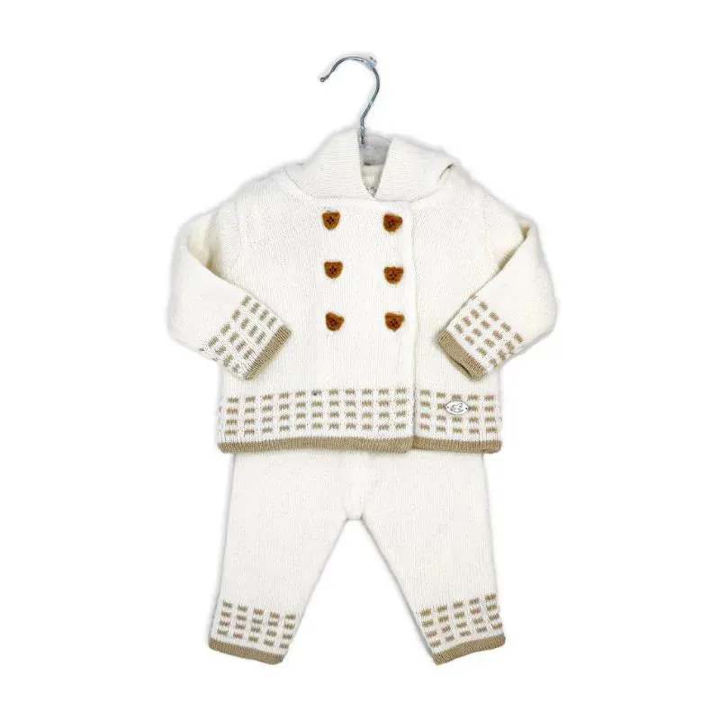 Rose Textile - 2Pk Baby Unisex Hooded Oatmeal Knit Set