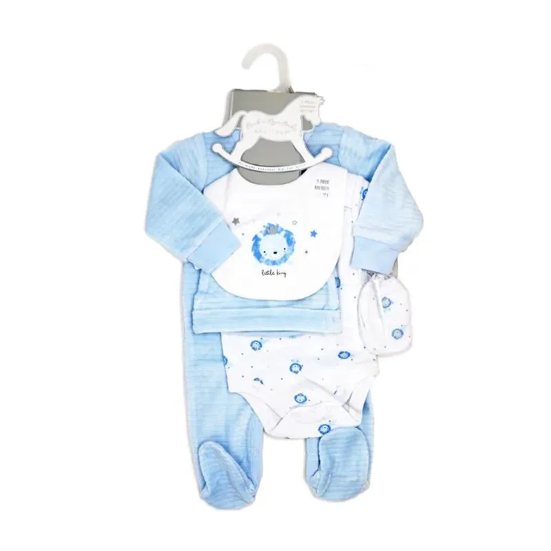 Rose Textile - 5Pk Baby Boys Lion Velour Set