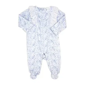 Rose Textile - Baby Girls Blue Floral Sleepsuit