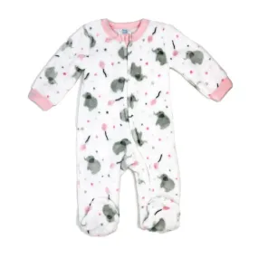 Rose Textile - Baby Girls Printed Fleece Sleeper Pink Elephant