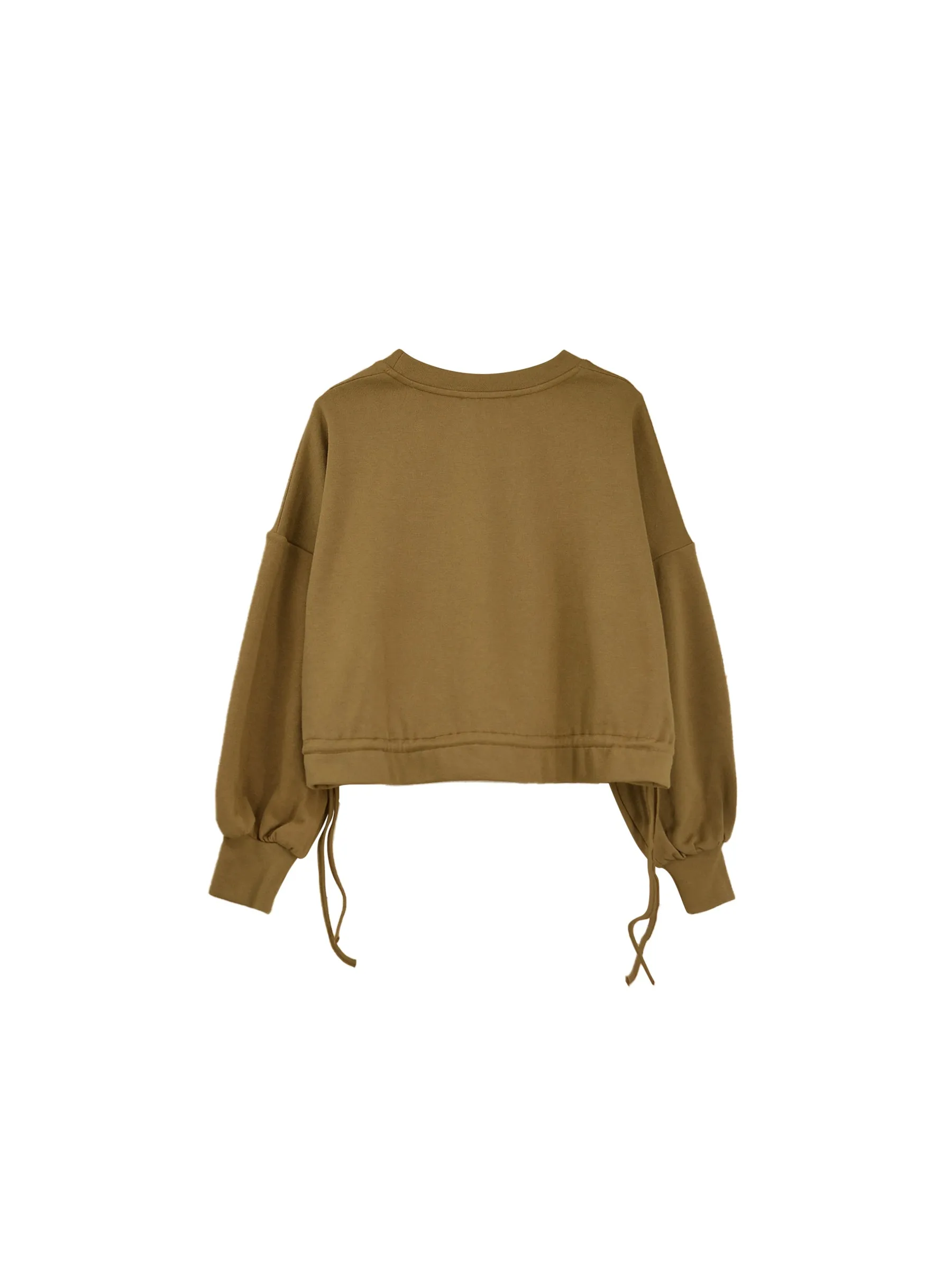 Ruffled Crop Sweatshirt with Side Ties