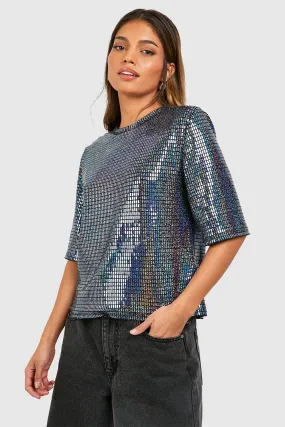 Shiny Disc Shoulder Pad Tshirt