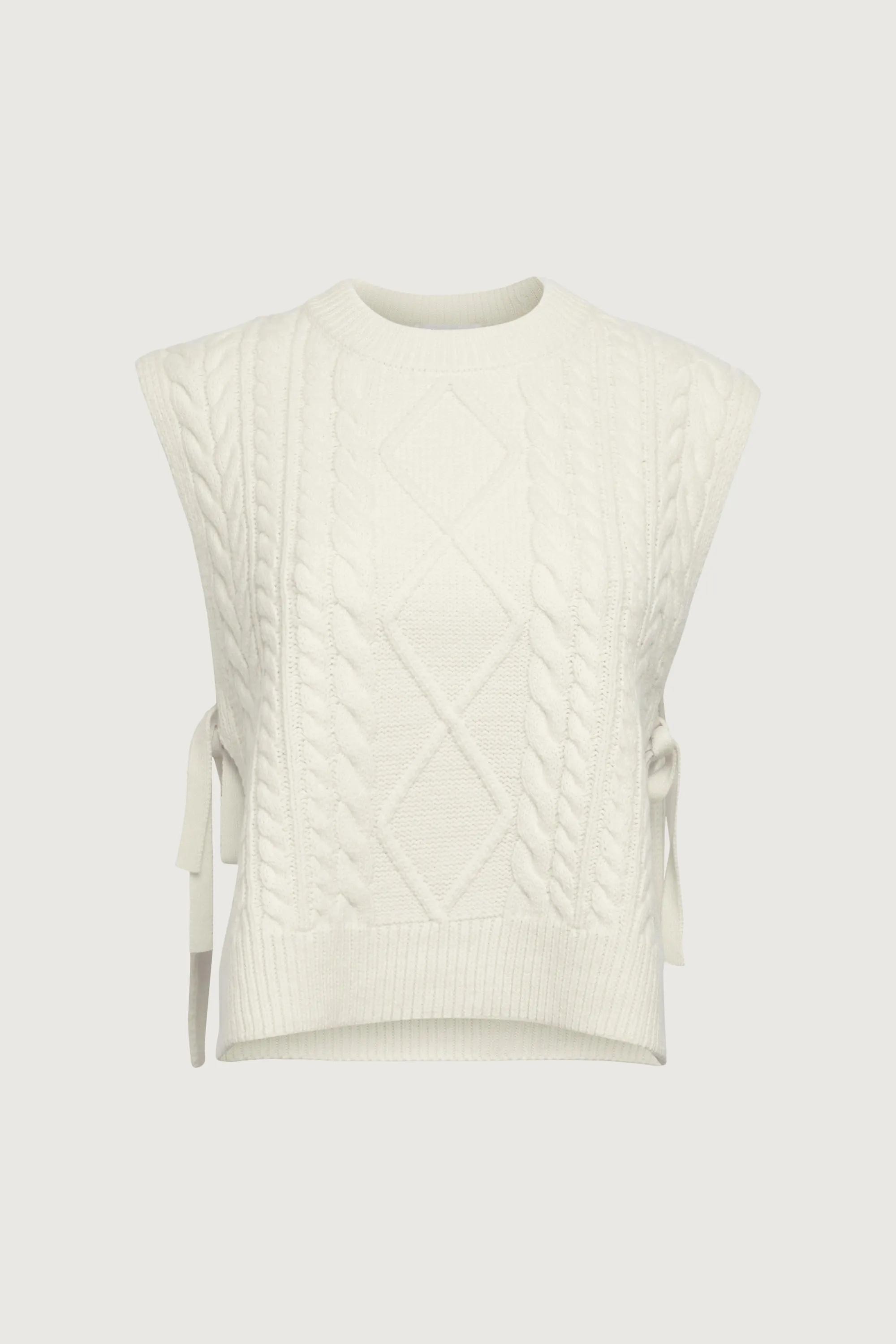 SLEEVELESS CABLE-KNIT VEST WITH TIES