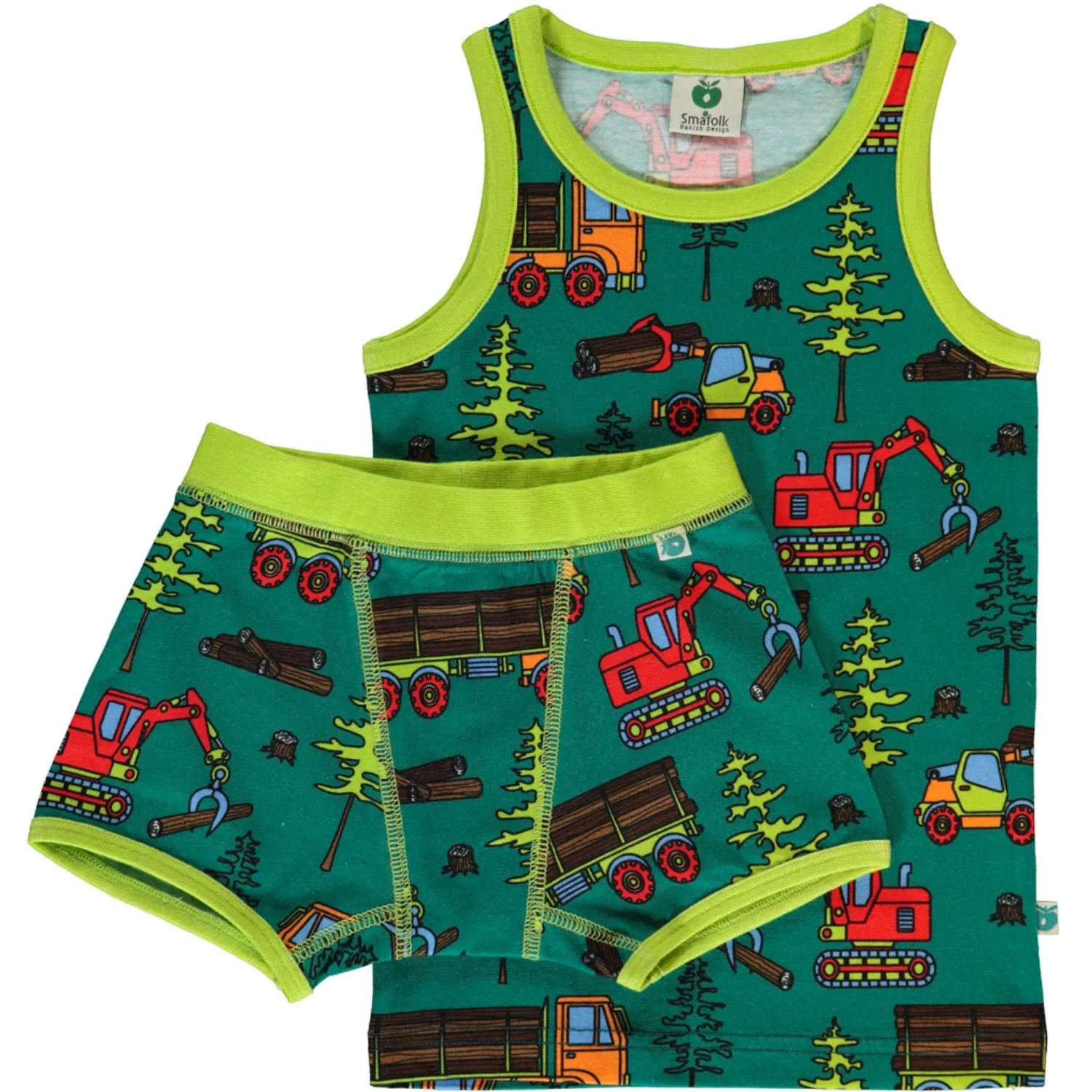 Smfolk Petroleum Green Underwear Set With Machines