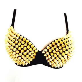 Sujetador Steampunk Femenino con Spike Studs Rivet Party Club Rave Sport Bra Tops