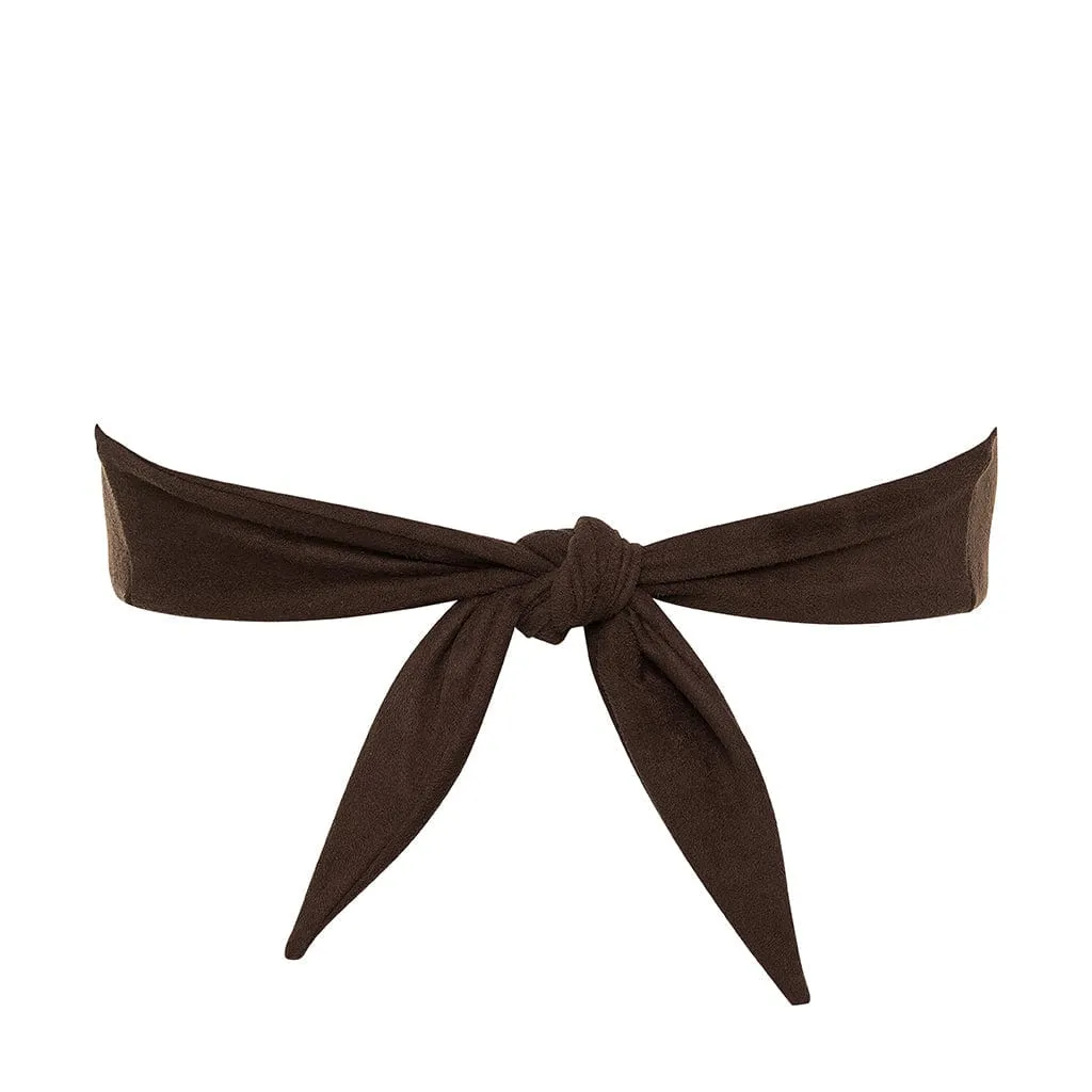 Tori Ties Bandeau Bikini Top | Espresso Suede