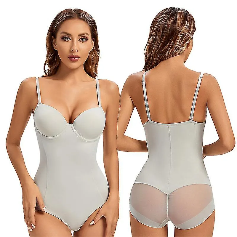 Underwire White Bodysuit Women Shapers Stretch Solid Color Silky Underwear Bodysuits Shapewear White