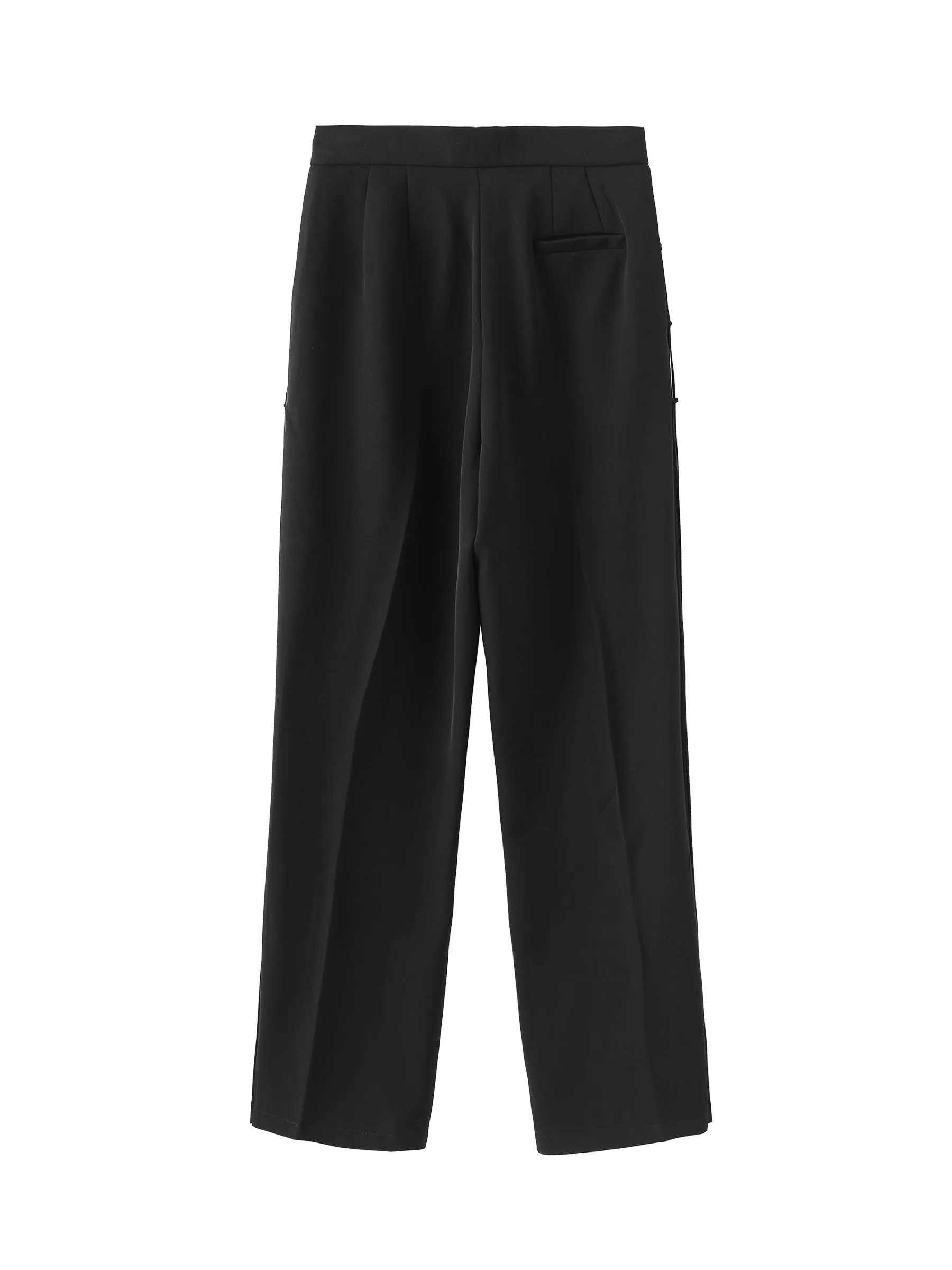 Wide Leg Tailored Trousers with Loose Ties