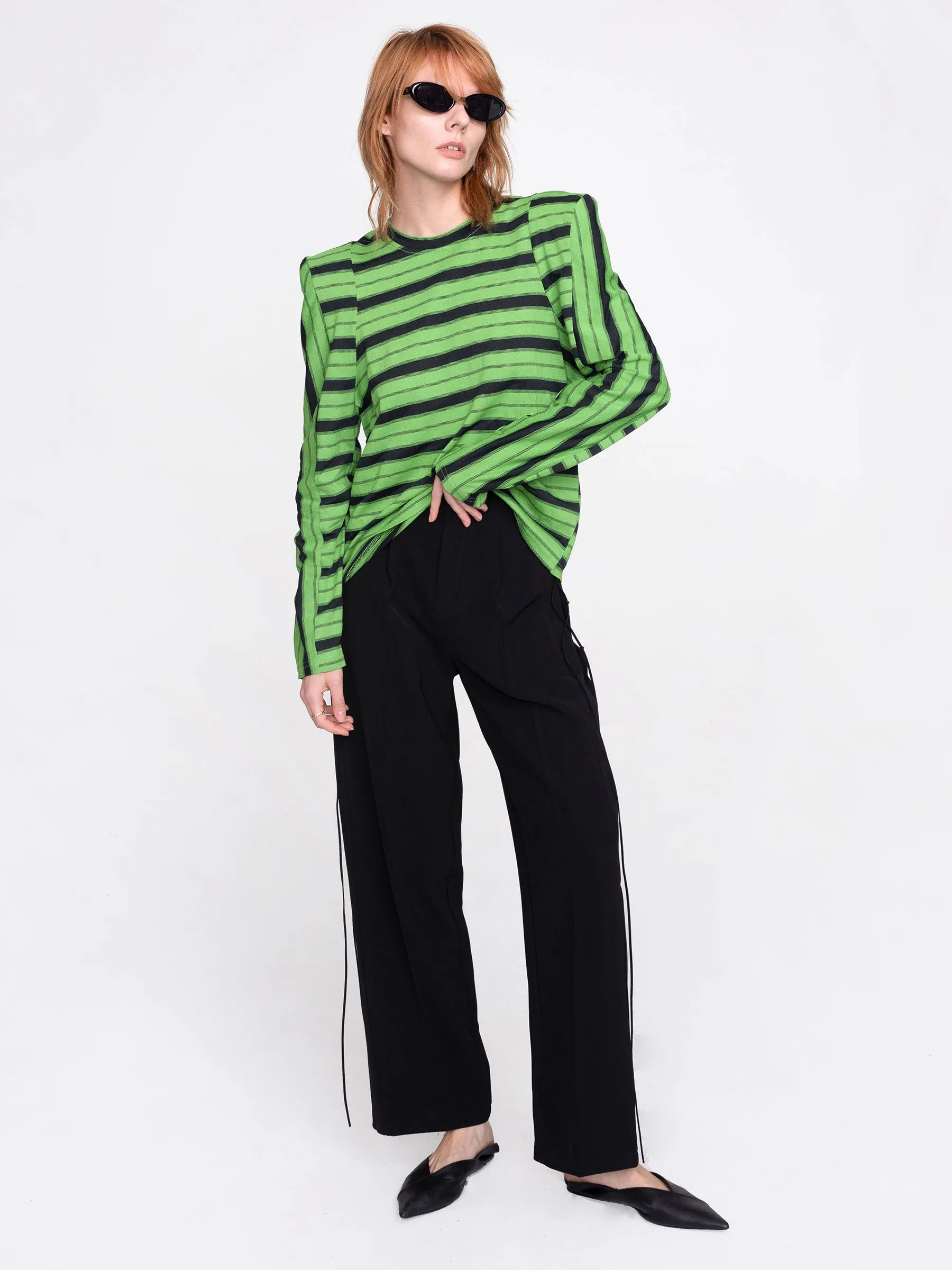 Wide Leg Tailored Trousers with Loose Ties