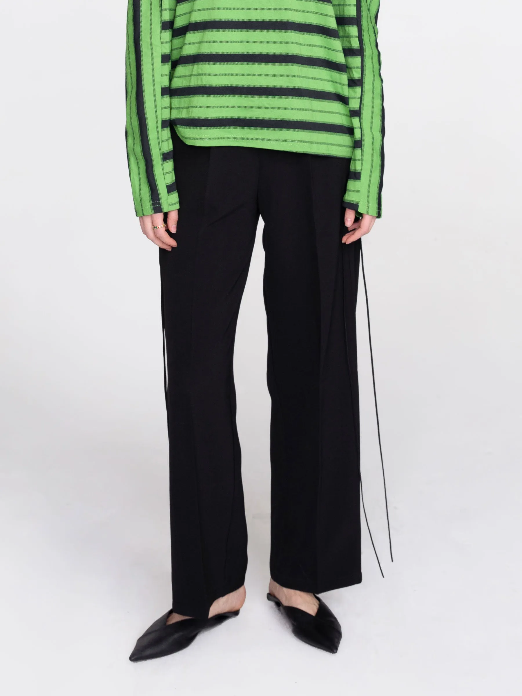 Wide Leg Tailored Trousers with Loose Ties