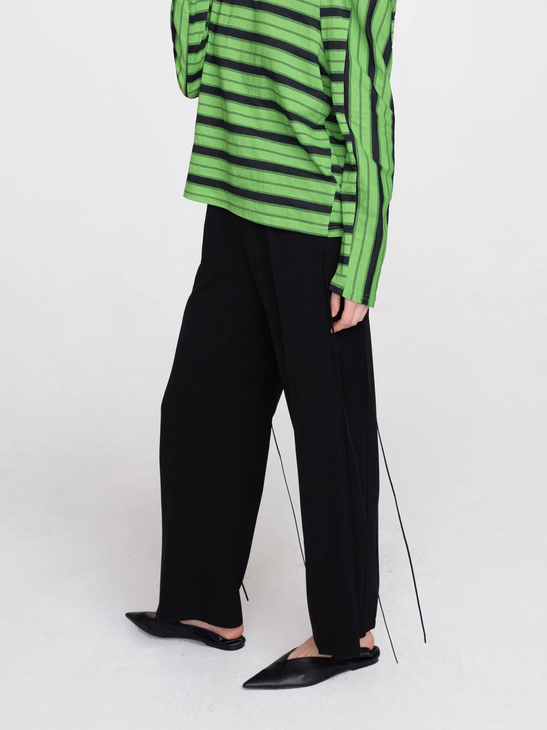 Wide Leg Tailored Trousers with Loose Ties