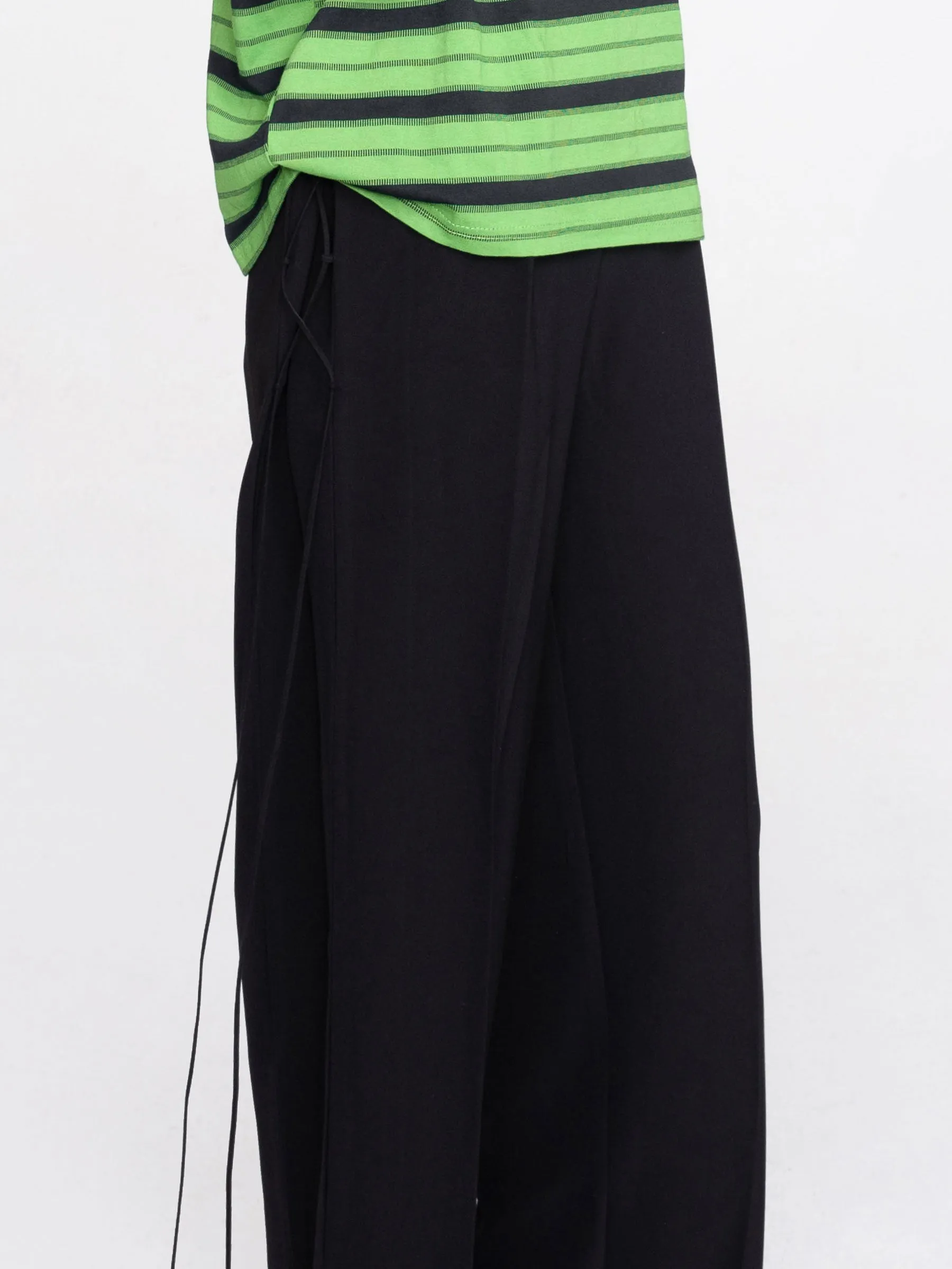 Wide Leg Tailored Trousers with Loose Ties