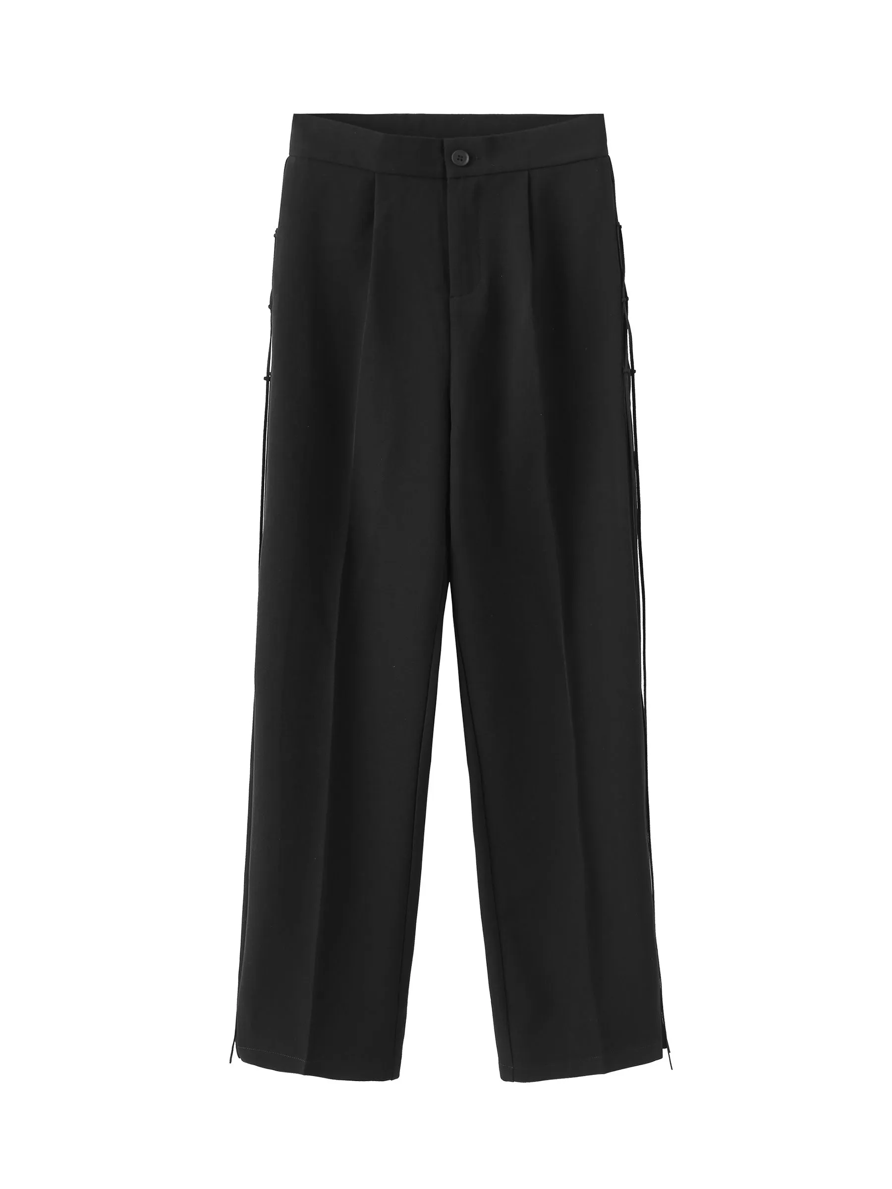 Wide Leg Tailored Trousers with Loose Ties