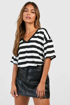 Wide Stripe V Neck Oversized Tshirt