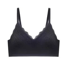 Women Bubble Lace Seamless Comfy Gathering Bra Shapewear Adjustable Strap Sports Crop Support Tops