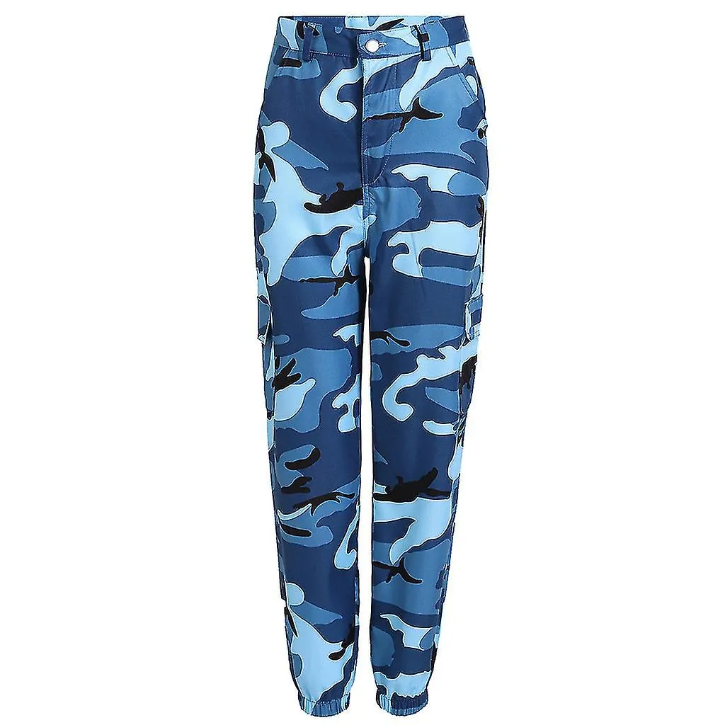 Women Camo Cargo Pants Camouflage Jogger Trouser Hip Hop Baggy Pocket Sweatpants