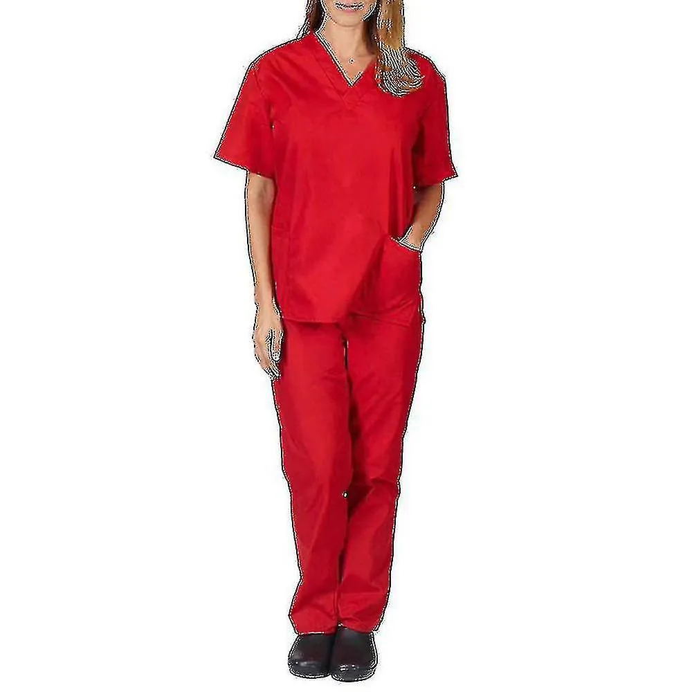 Women Men Medical Doctor Uniform Scrub Tops Pants Set Nurse Dentist Hospital Suit