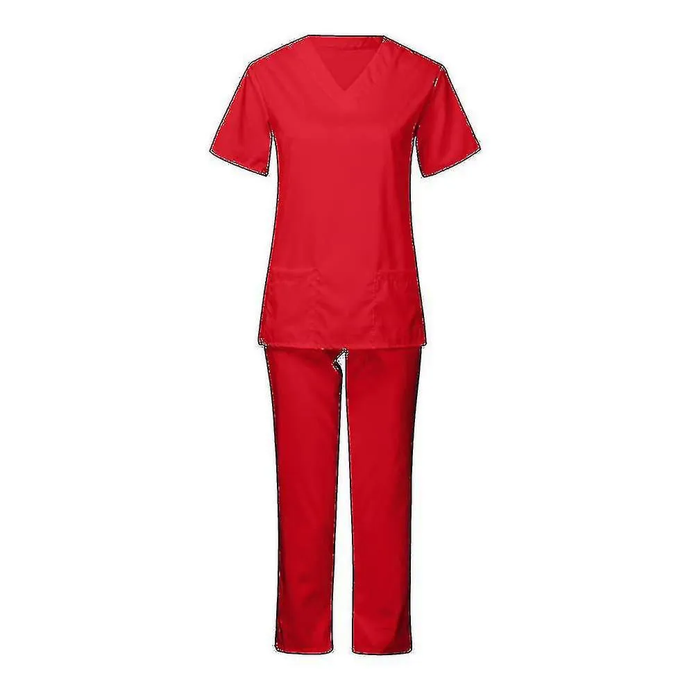 Women Men Medical Doctor Uniform Scrub Tops Pants Set Nurse Dentist Hospital Suit