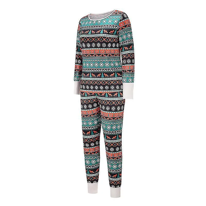 Womens Christmas Print Pajamas Tracksuit Lounge Sets Casual Top Trouser Homewear