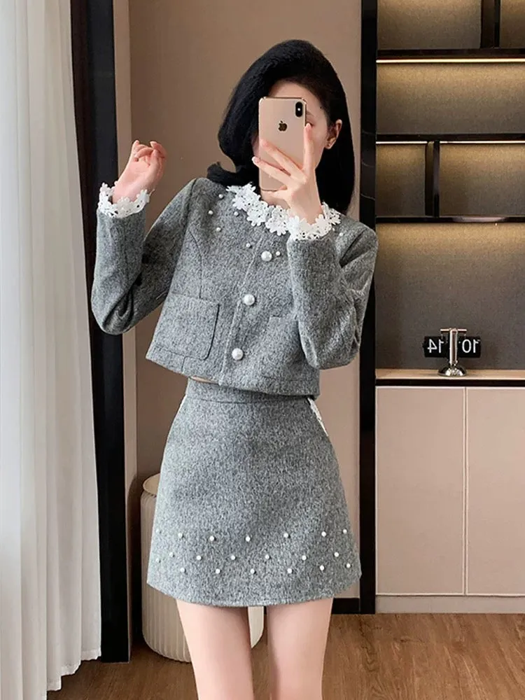 Xiaoxiangfeng suit 2024 new style light luxury high-end temperament French rich daughter early autumn tops and short skirts to w