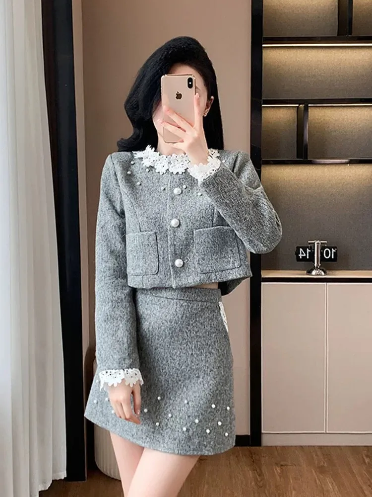 Xiaoxiangfeng suit 2024 new style light luxury high-end temperament French rich daughter early autumn tops and short skirts to w