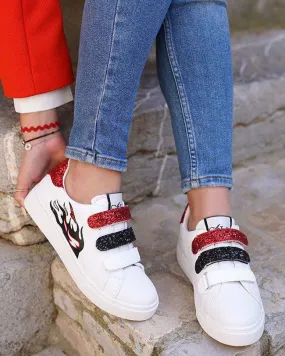 Zapatillas de mujer con llamas y cierre de velcro - CL27 RED